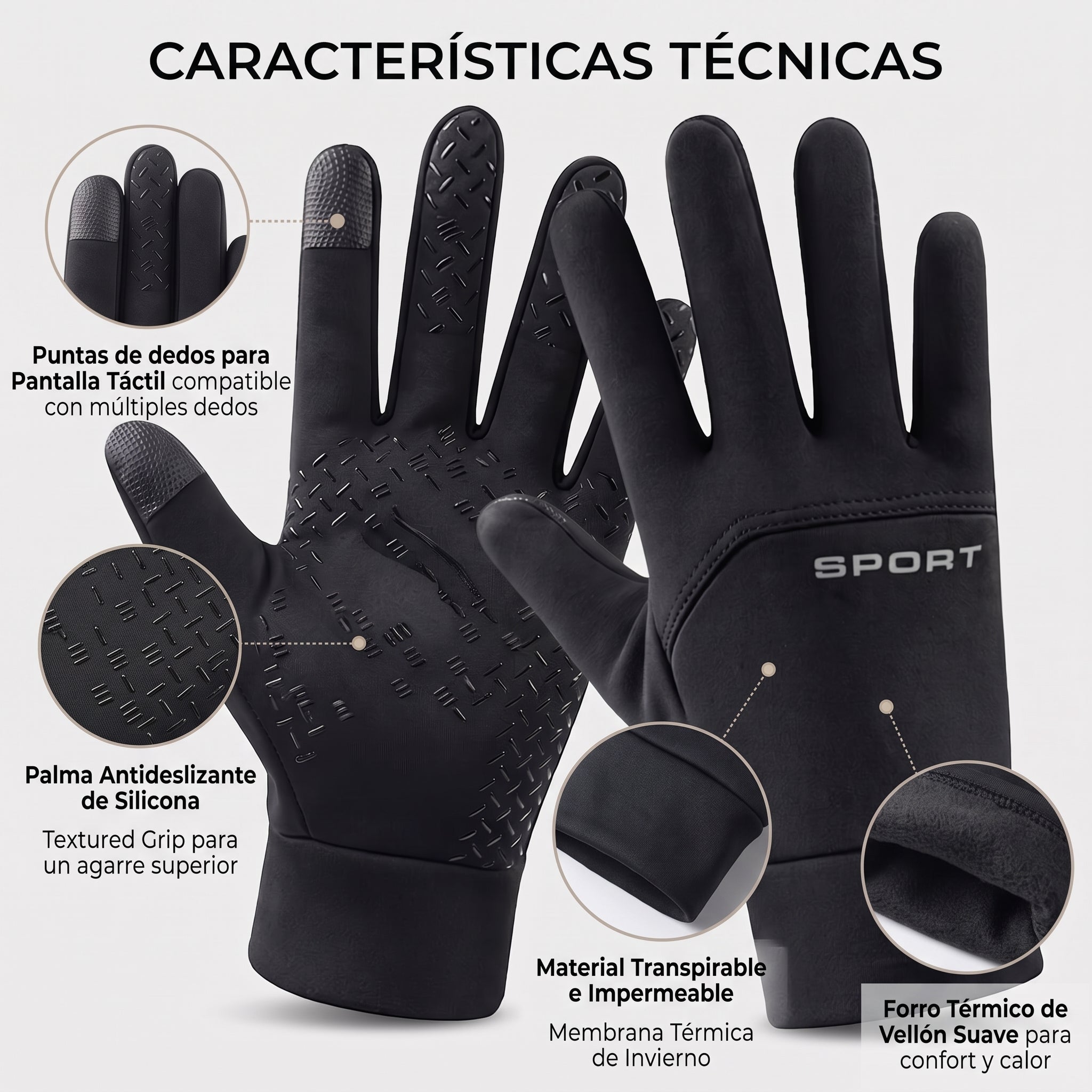 Guantes Térmicos Impermeables con tecnología Táctil